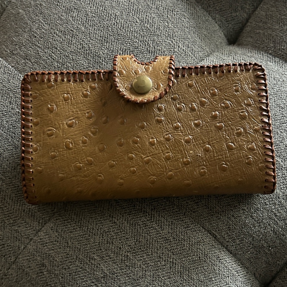 VLD ostrich Tan Leather Women's Wallet